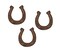 Set of 3, 1" Brown Horseshoe, Western, Embroidered, Iron on Patch